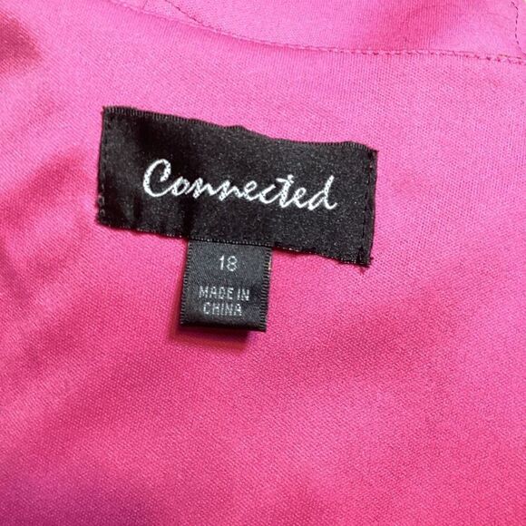 Connected Strapless Hot Pink Fuchsia Floral Tiered Ruffle Layered Cocktail Dress - Picture 8 of 13